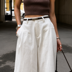Andrea - Pantalón de Algodón de Pierna Ancha