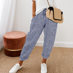 Susana- Pantalón de Rayas con Puño de Poliéster y Elastano