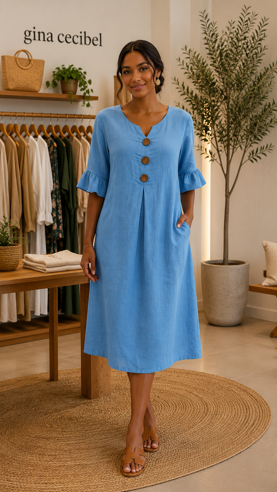 Noelia - Vestido Lino & Algodón Elegance