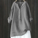 Rocío - Blusa Larga de Lino y Algodón con Escote en V
