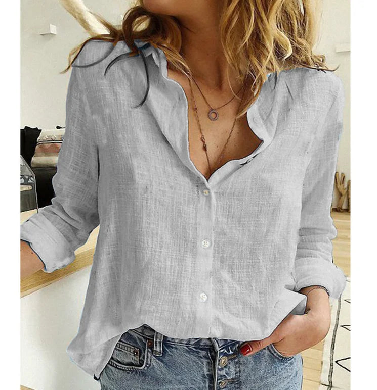 Manuela - Camisa de Lino Natural de Corte Holgado