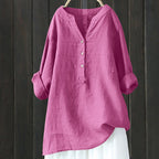 Rocío - Blusa Larga de Lino y Algodón con Escote en V