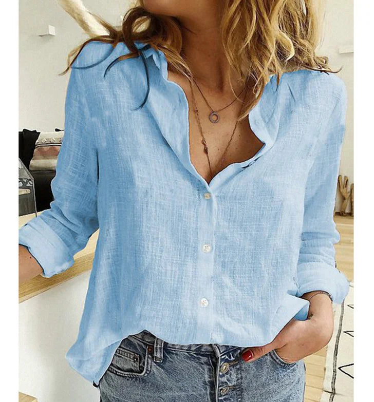 Manuela - Camisa de Lino Natural de Corte Holgado