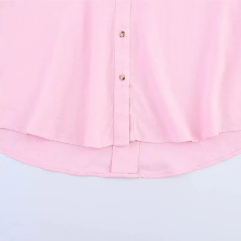 Violeta - Camisa Larga de Lino y Poliéster a Rayas