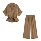 Dana - Elegant Vintage Blouse and Pants Set
