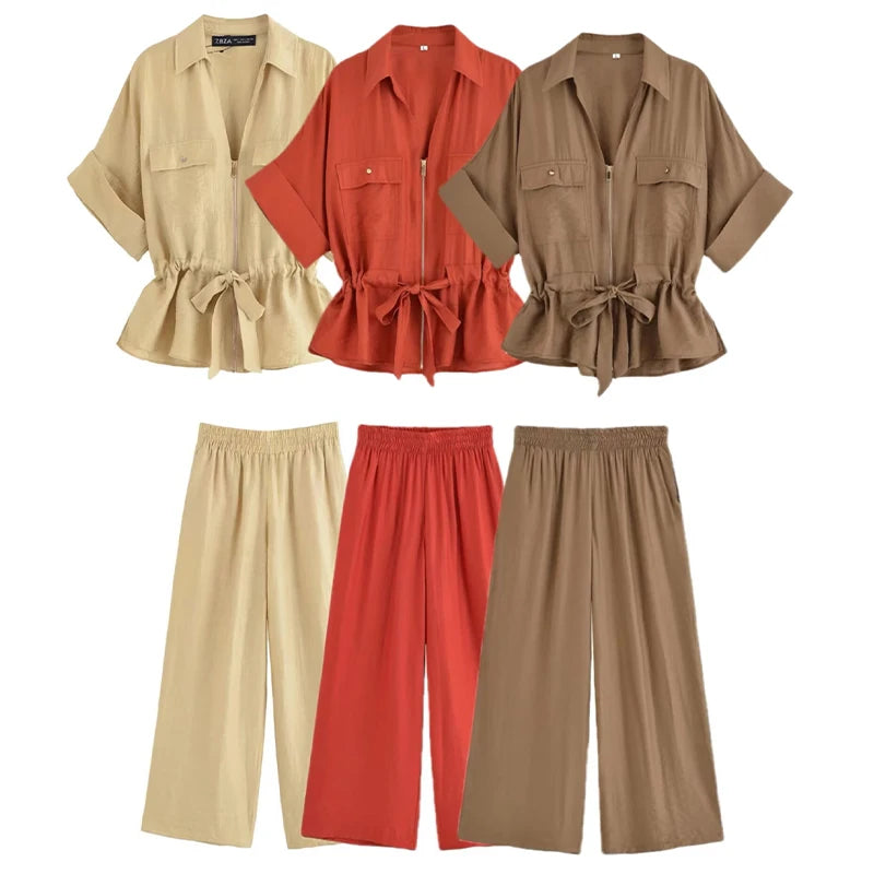 Dana - Elegant Vintage Blouse and Pants Set