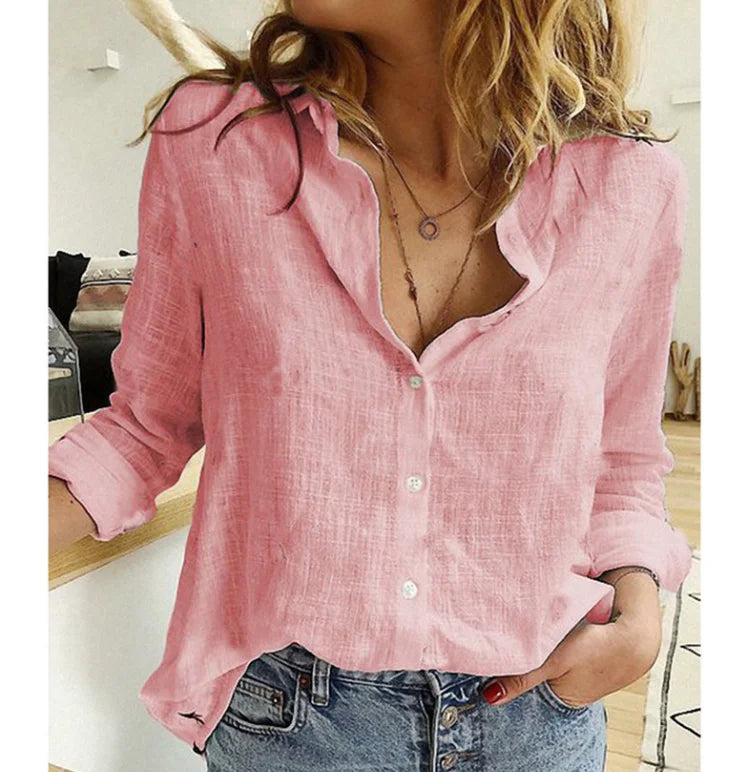 Manuela - Camisa de Lino Natural de Corte Holgado