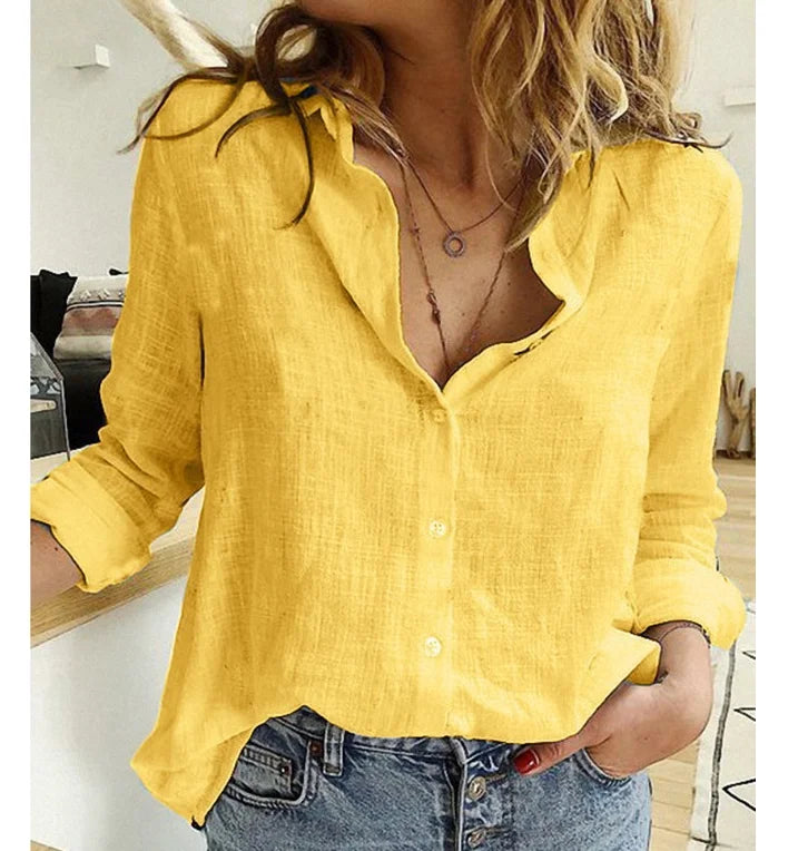 Manuela - Camisa de Lino Natural de Corte Holgado
