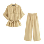 Dana - Elegant Vintage Blouse and Pants Set