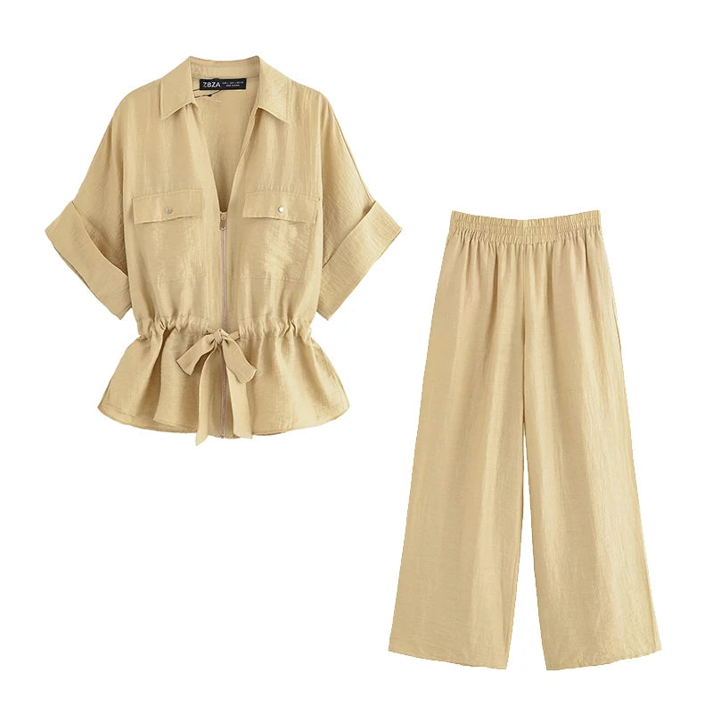 Dana - Conjunto Vintage Elegante de Blusa y Pantalón