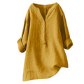 Rocío - Blusa Larga de Lino y Algodón con Escote en V