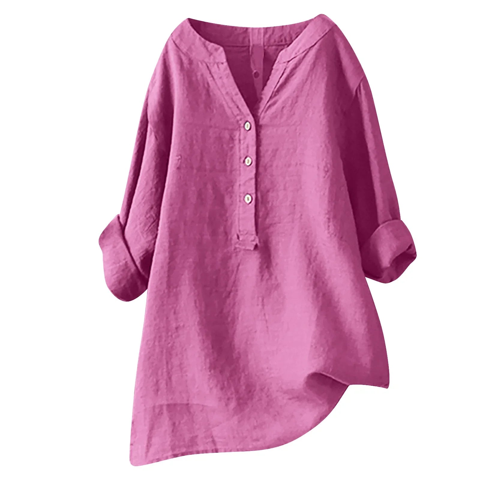 Rocío - Blusa Larga de Lino y Algodón con Escote en V