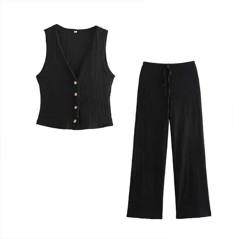Sheena - Conjunto Elegante de Dos Piezas con Pantalón Acampanado